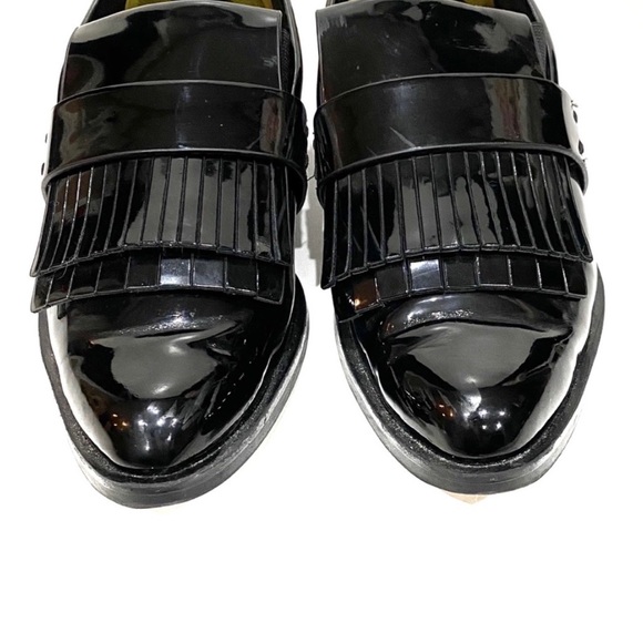 SOLD💋 ZARA Black Parent Leather Fringed Top Loafers Size 6 - Picture 5 of 8